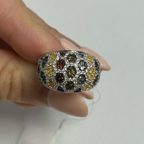 Suzy Levian Sterling Silver Multi Color CZ Band NWT - Picture 1 of 5